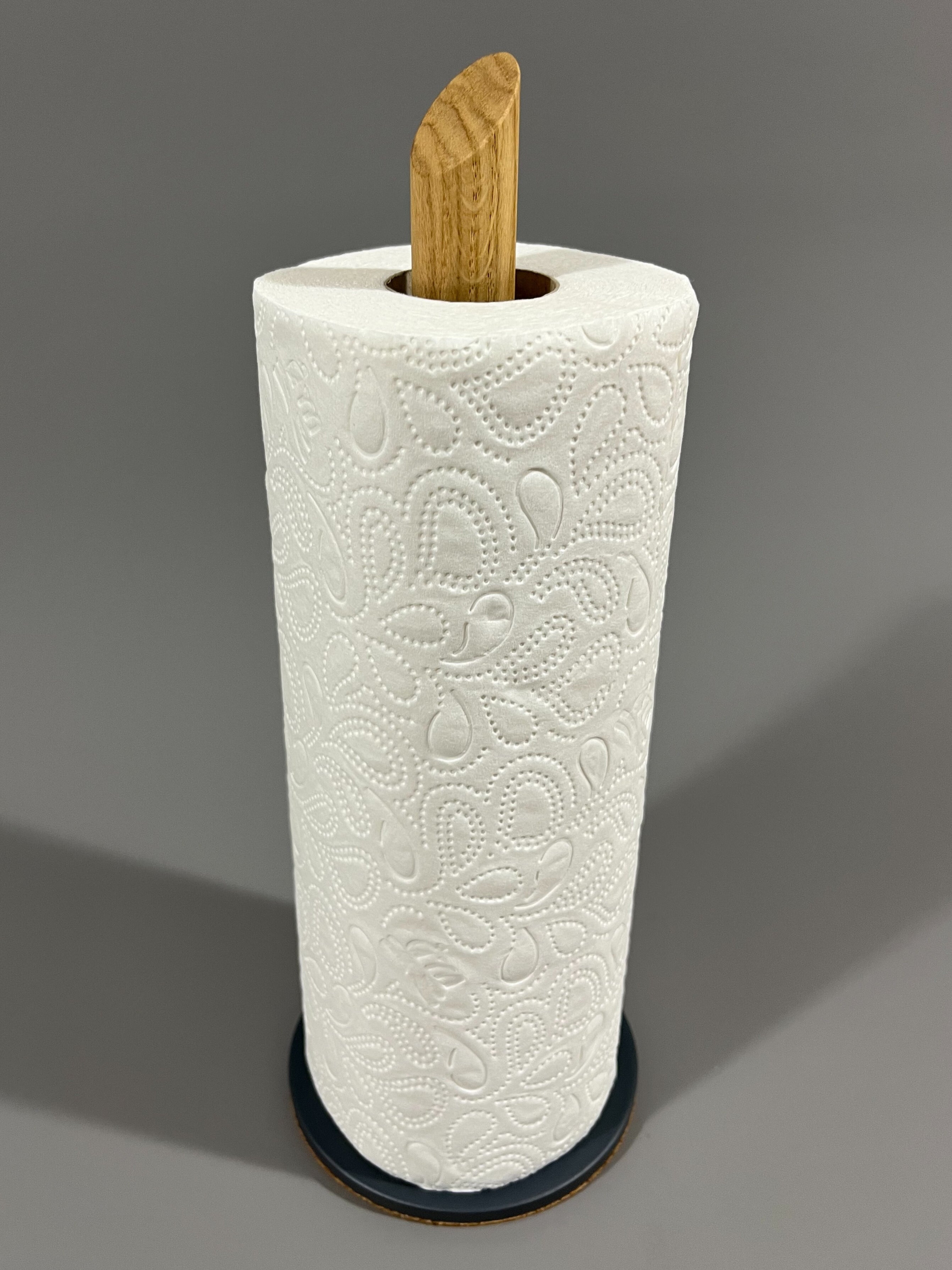 Küchenrollenhalter aus Holz - Metallfuß in Anthrazit