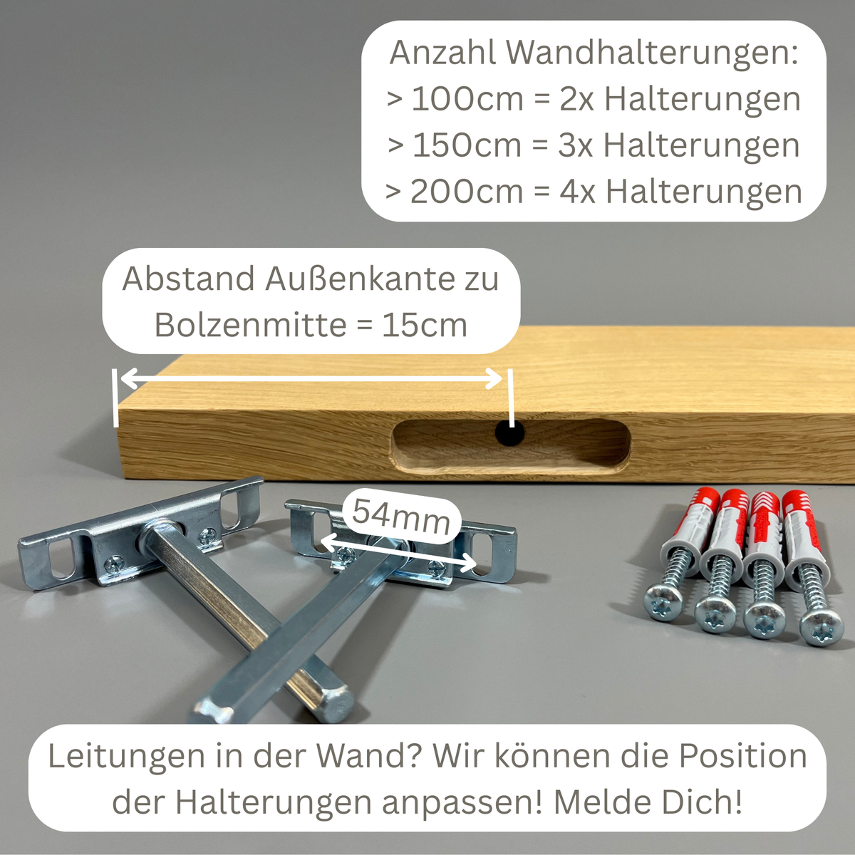 Schwebendes Massivholz Wandregal aus Eiche nach Maß, Stärke 2,5cm & 3cm