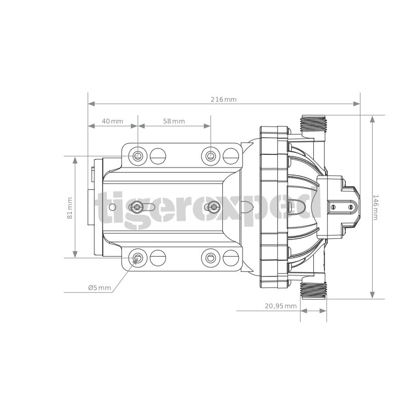 Druckwasserpumpe mit Bypass 18 l/min, 4 bar für 12V- oder 24-Systeme - Original tigerexped