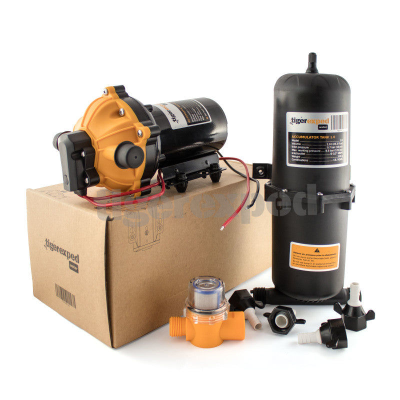 Wasserdrucksystem 12V - Druckwasserpumpe & Druckspeichertank im Set