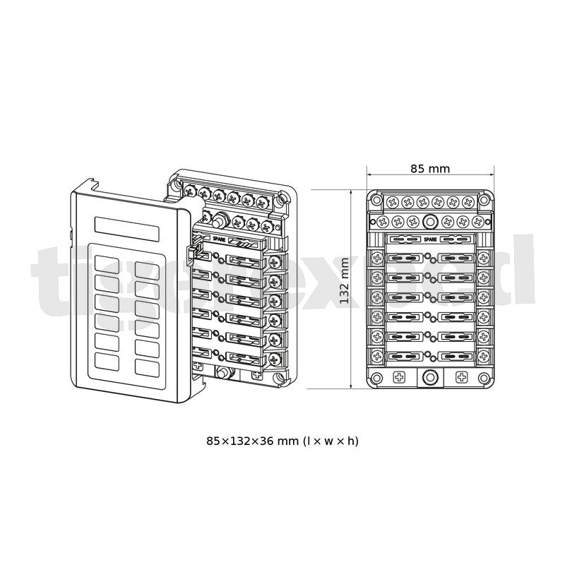 Sicherungshalter 12-fach 12/24V mit integrierter Minus-Schiene u. LED Ausfallanzeige