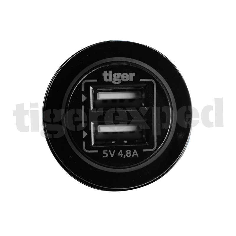 USB Steckdose Dual 2 x 2,4A 12V/24V zur Einbau-Montage, "low light" oder "no light"