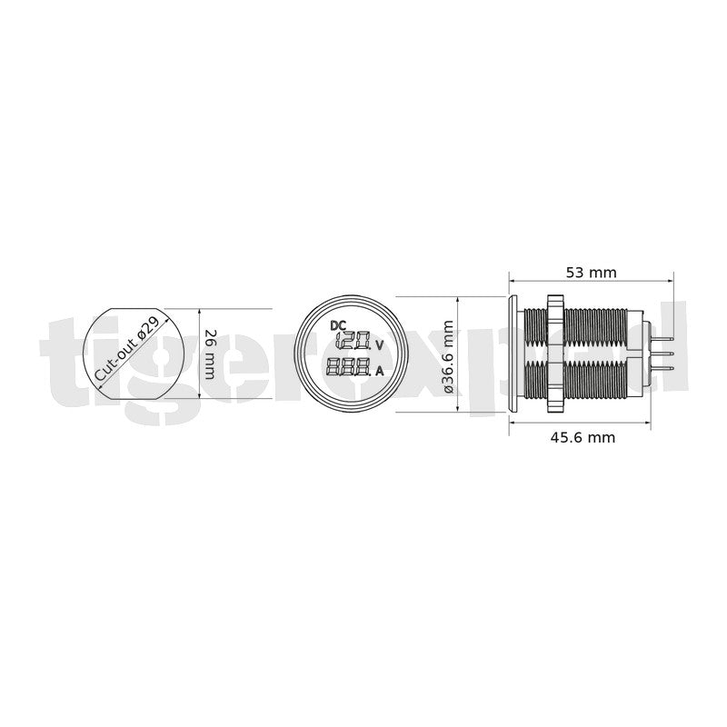 Einbau Voltmeter/Amperemeter Digital für 12/24V