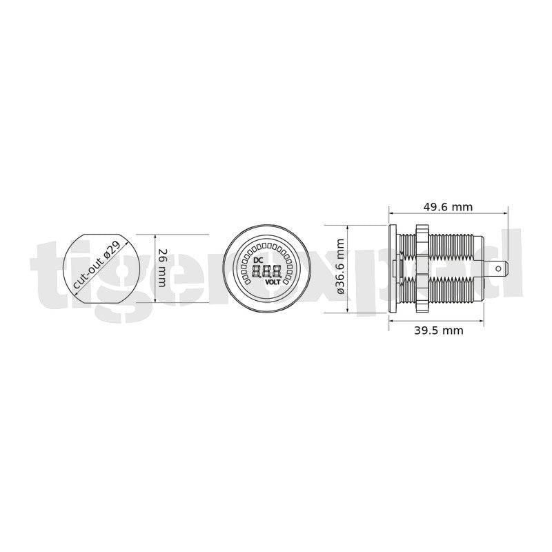 Voltmeter digital 12V / 24V mit Farb-LED Batteriestand-Anzeige