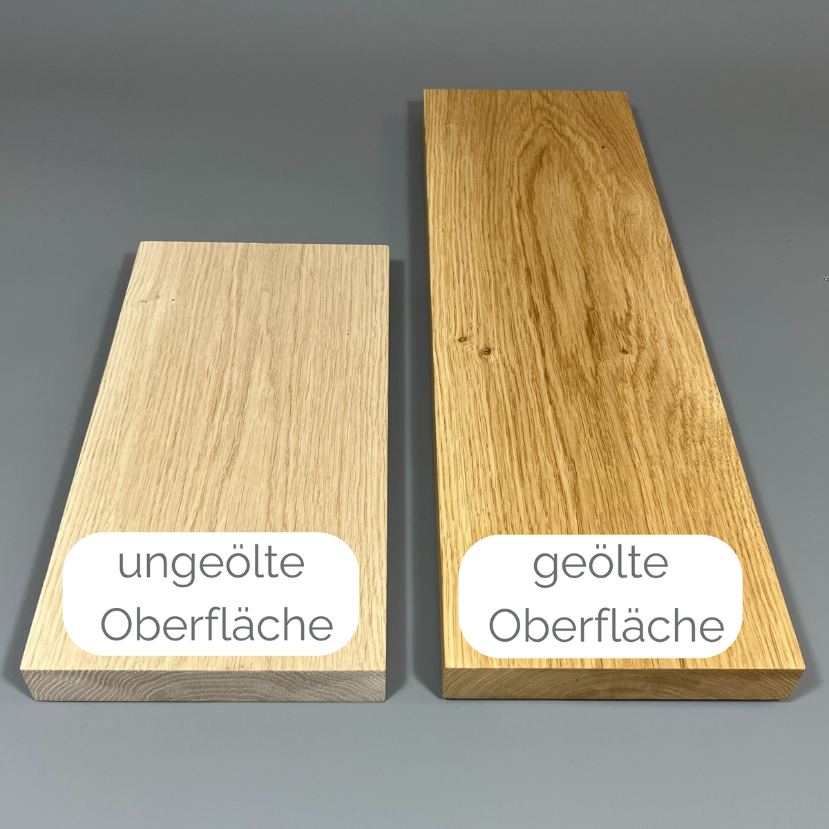 Schwebendes Massivholz Wandregal aus Eiche nach Maß, Stärke 2,5cm & 3cm
