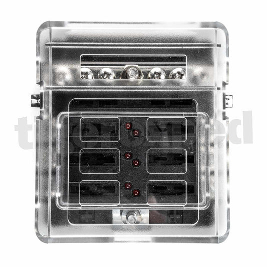 Sicherungshalter 6-fach 12/24V mit integrierter Minus-Schiene u. LED Ausfallkontrolle