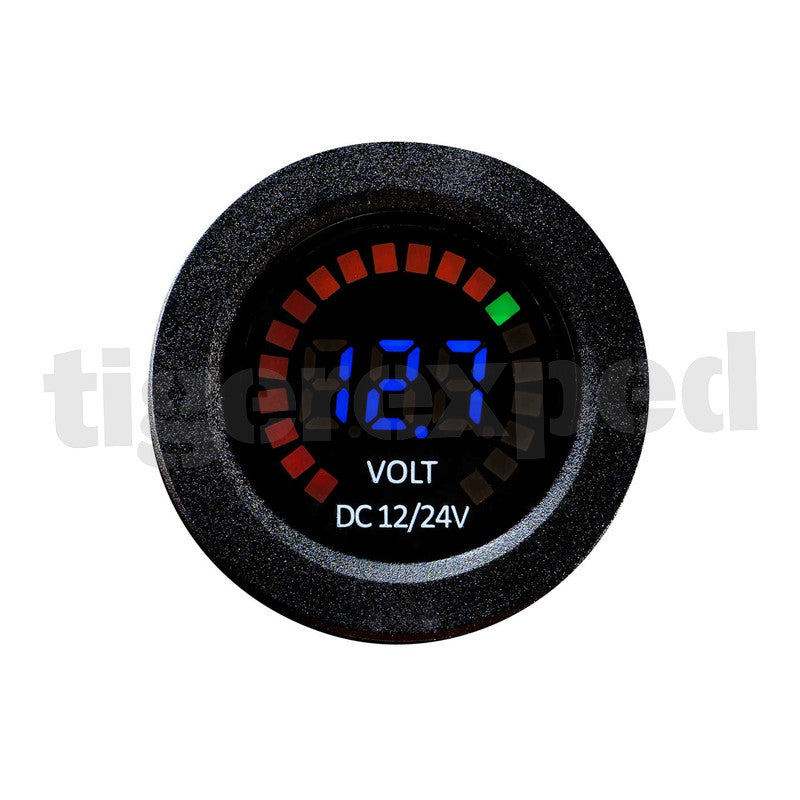 Voltmeter digital 12V / 24V mit Farb-LED Batteriestand-Anzeige